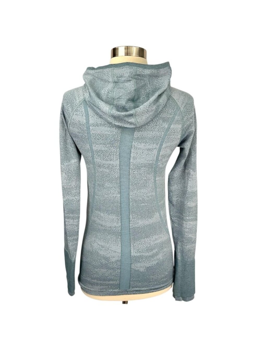 Lululemon Swiftly Speed Hooded 1/2 Zip Water Resistant Aqua Smoke Blue Womens 6 - Picture 5 of 12
